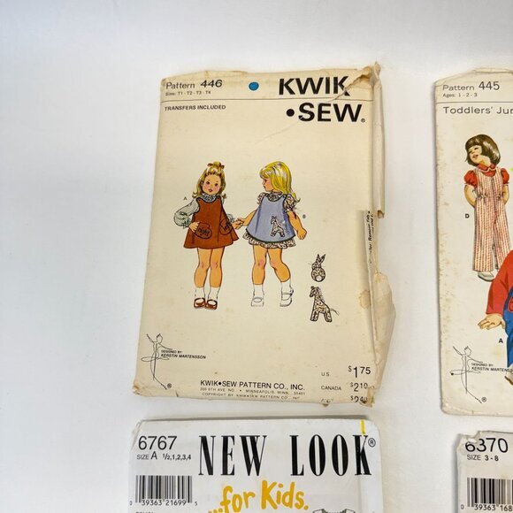 New Look and Kwik Sew Lot of 4 Sewing Patterns Children's 6370 6767 445 446 - Picture 2 of 6